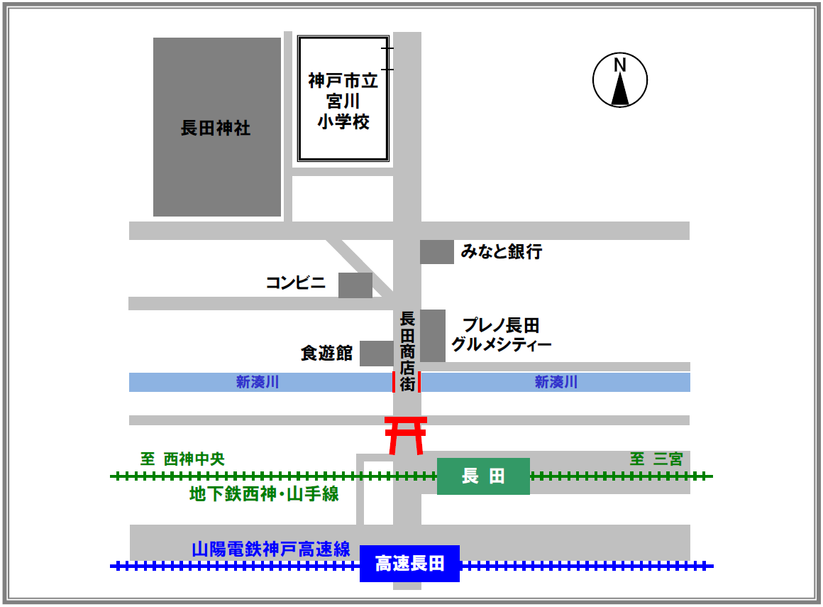 神戸ジュニアバレーボール日曜教室 宮川小学校地図